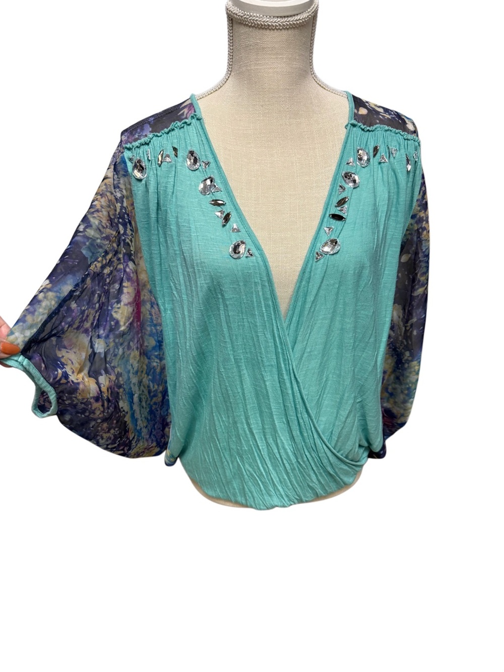 Y2K BKE Boutique Draped Lace Floral Sheer Kimono Sleeves Size XS/S Boho - Picture 1 of 11